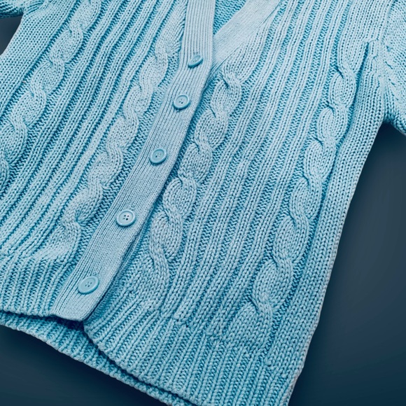 b l u e :: Vintage Granny Cable Knit Braided Cardigan Sweater - Picture 7 of 11